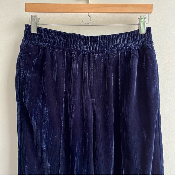[wayf] crushed velvet wide leg pants navy blue 6 - Picture 4 of 7